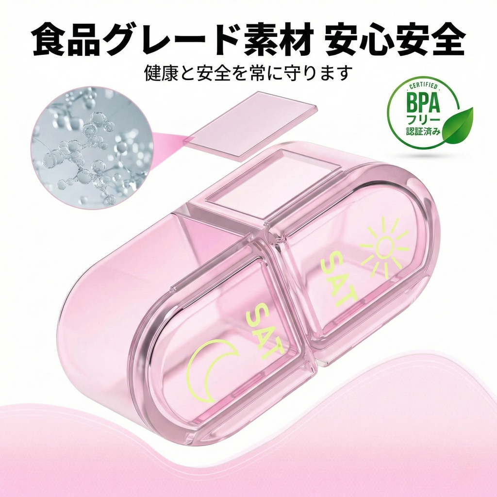 7日分ピルオーガナイザー｜1日2回対応 AM/PM｜週間ピルケース｜旅行・携帯用薬整理ボックス