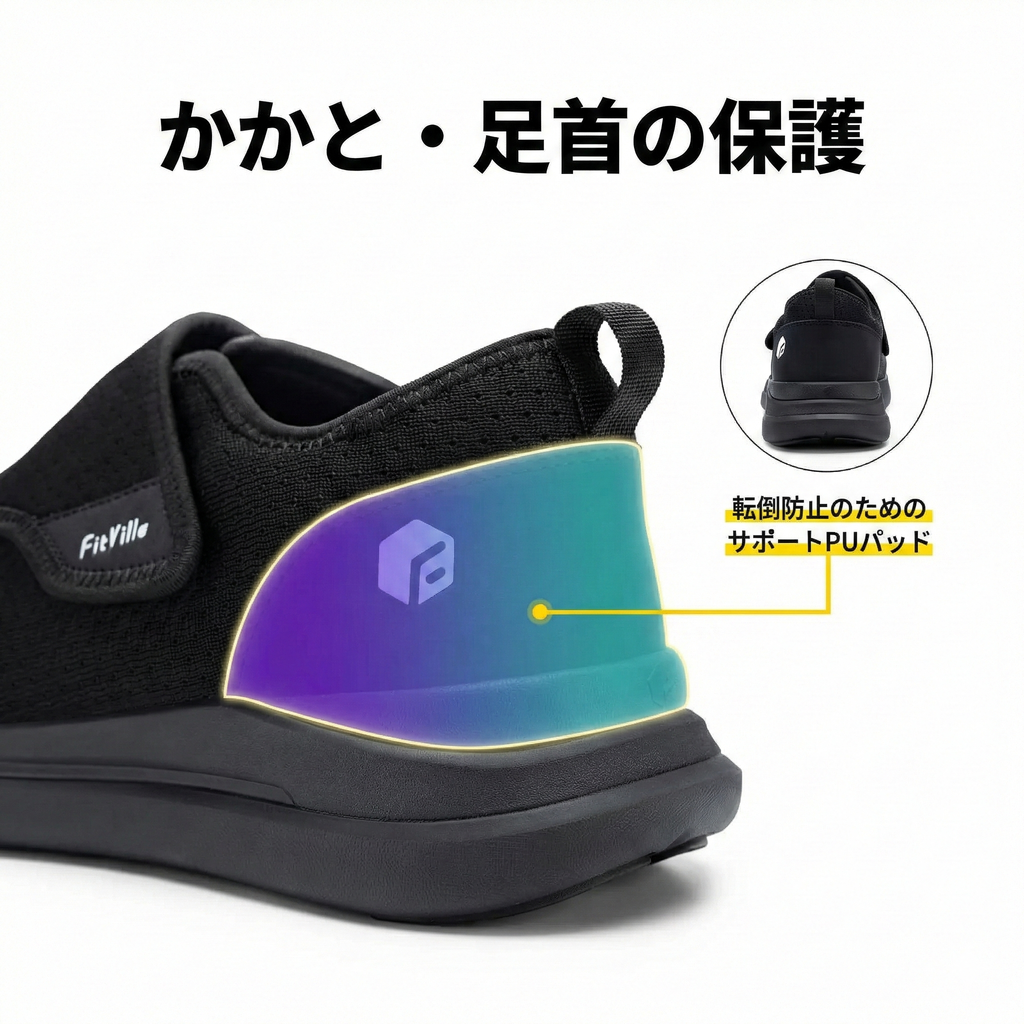FitVille メンズ 超ワイド 糖尿病対応シューズ｜調整可能 オーソペディック靴｜高齢者向け 歩行サポート・足の痛み軽減