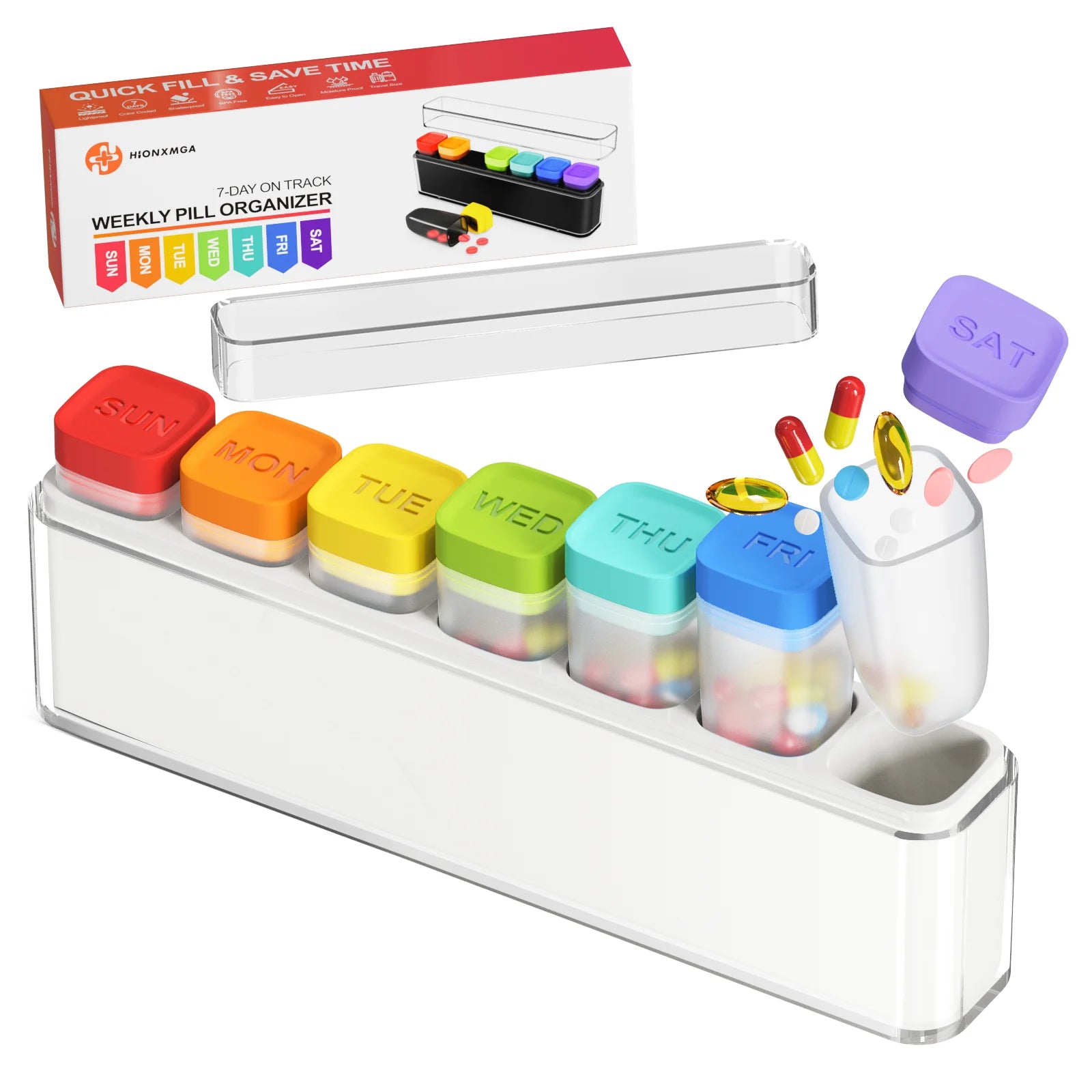 3日分・7日分ピルオーガナイザー｜トラベル用分割ケース｜ピルケース・錠剤分割ケース｜携帯用薬入れ｜独立グリッド｜防湿・防臭