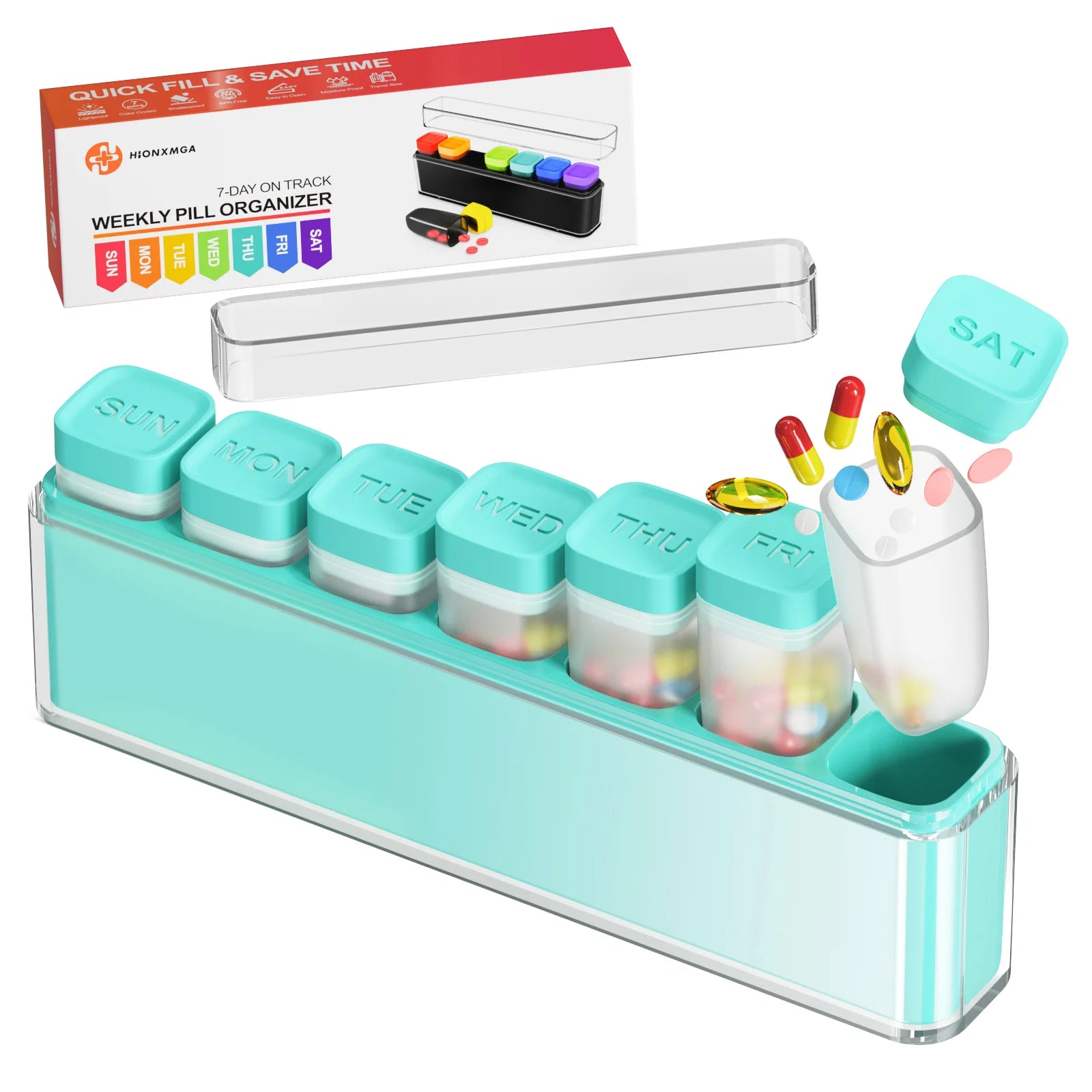 3日分・7日分ピルオーガナイザー｜トラベル用分割ケース｜ピルケース・錠剤分割ケース｜携帯用薬入れ｜独立グリッド｜防湿・防臭