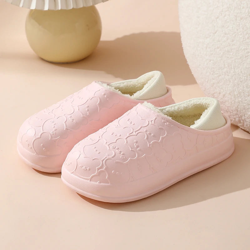防水コットンスリッパ｜冬用・もこもこフェイクファー｜厚底＆滑り止め｜室内外OK・男女兼用