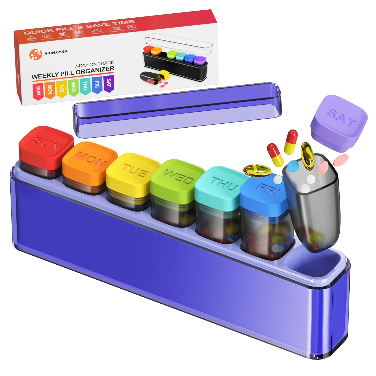3日分・7日分ピルオーガナイザー｜トラベル用分割ケース｜ピルケース・錠剤分割ケース｜携帯用薬入れ｜独立グリッド｜防湿・防臭