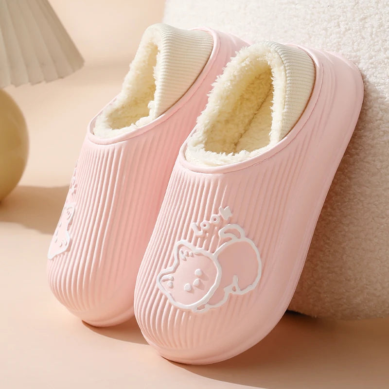 防水コットンスリッパ｜冬用・もこもこフェイクファー｜厚底＆滑り止め｜室内外OK・男女兼用