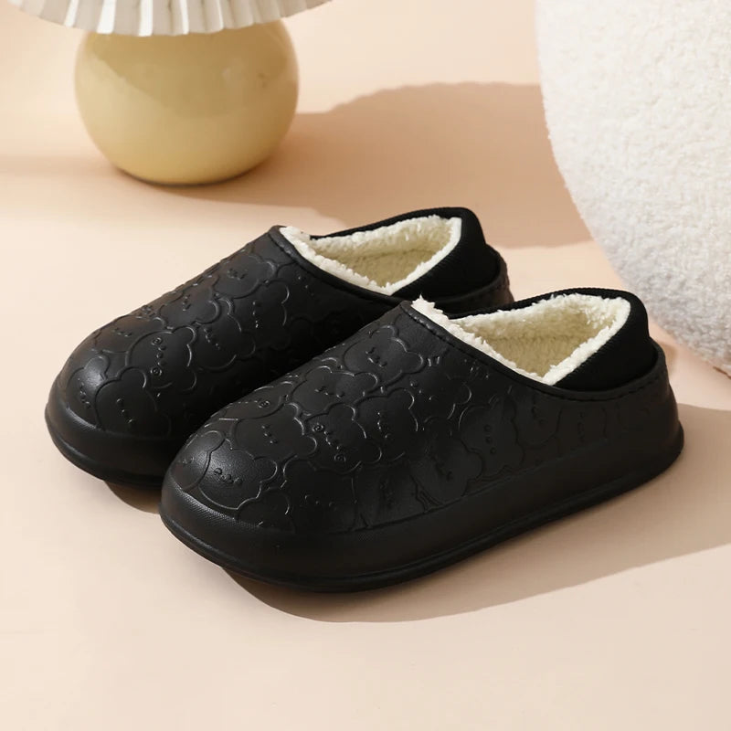 防水コットンスリッパ｜冬用・もこもこフェイクファー｜厚底＆滑り止め｜室内外OK・男女兼用
