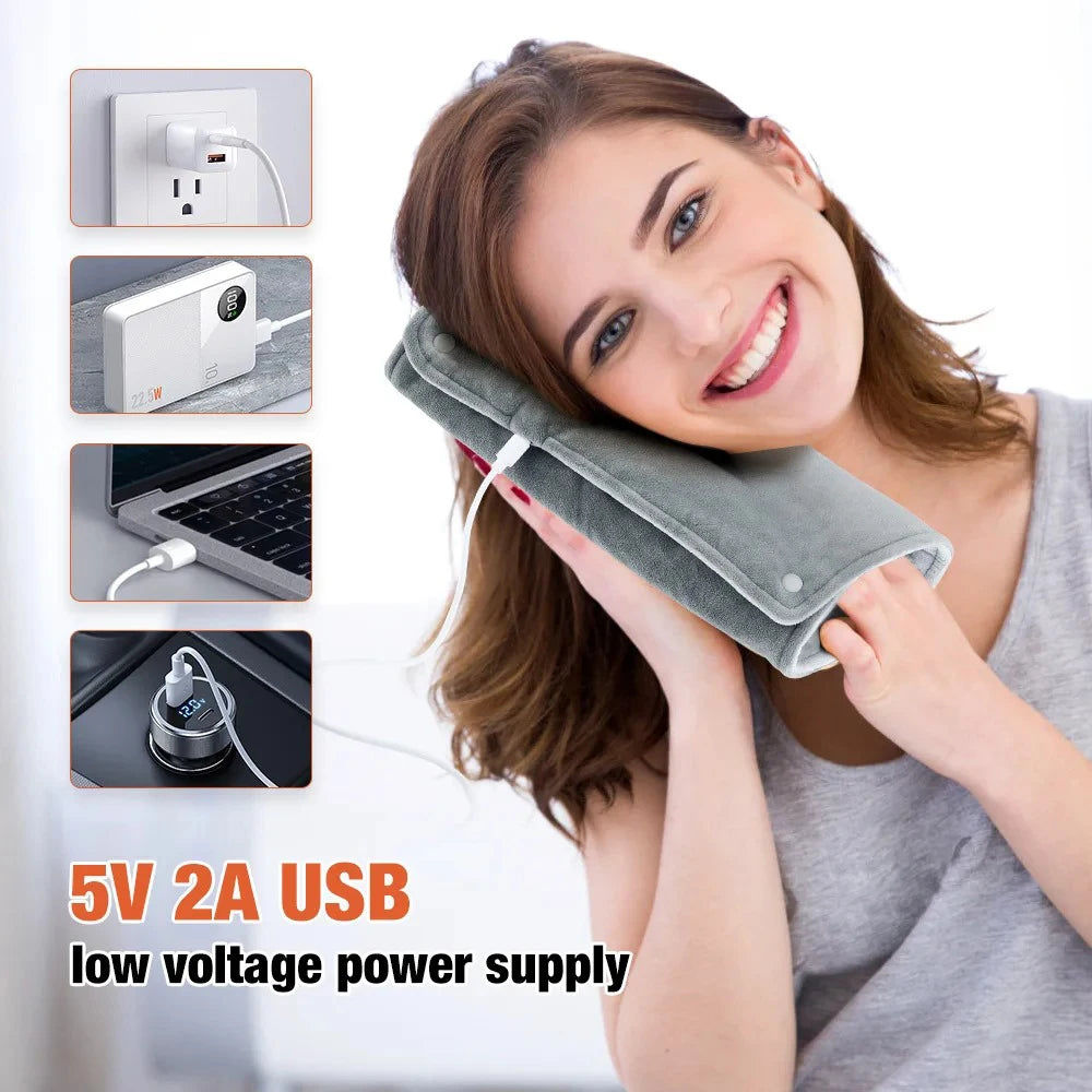 USB給電 恒温ハンドウォーマーショール｜短毛ベロア 電気ひざ掛け 手・脚あたため 冬用