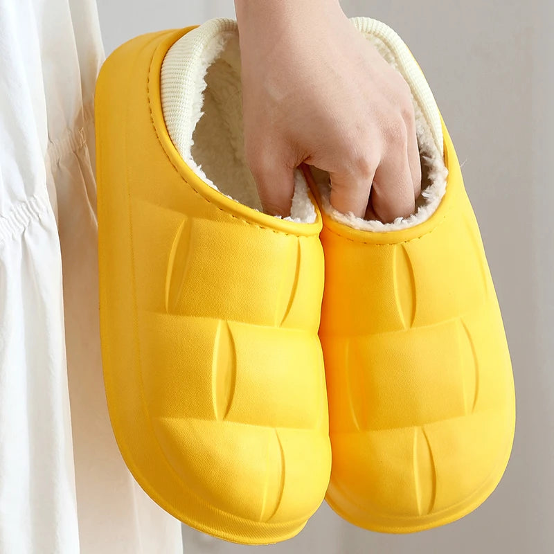 防水コットンスリッパ｜冬用・もこもこフェイクファー｜厚底＆滑り止め｜室内外OK・男女兼用