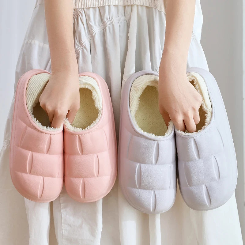 防水コットンスリッパ｜冬用・もこもこフェイクファー｜厚底＆滑り止め｜室内外OK・男女兼用