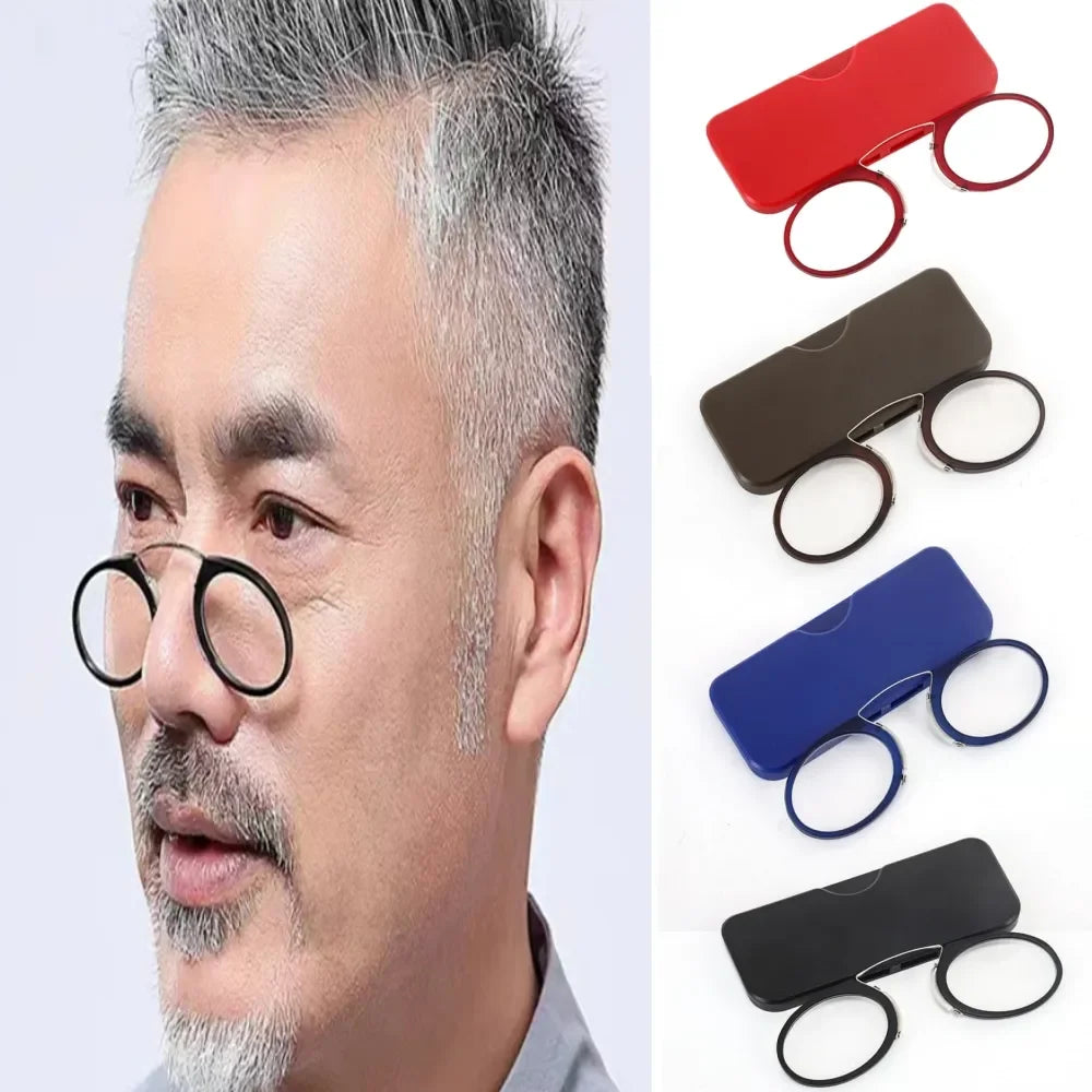 ミニ老眼鏡｜ノーズクリップ式｜超軽量・携帯用｜ケース付き｜＋1.0〜＋3.5｜男女兼用