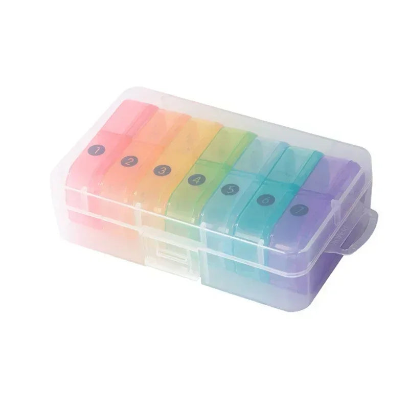 1PC 7日分ウィークリー ピルケース｜携帯用ピルボックス｜旅行・外出用サプリ・薬整理｜秘密コンパートメント付き