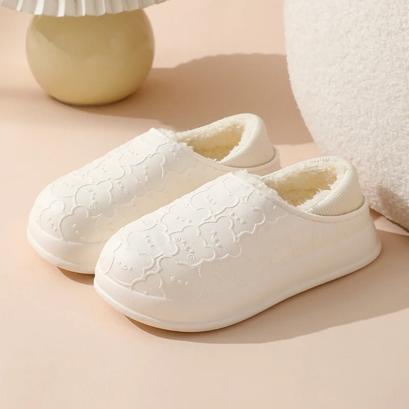 防水コットンスリッパ｜冬用・もこもこフェイクファー｜厚底＆滑り止め｜室内外OK・男女兼用