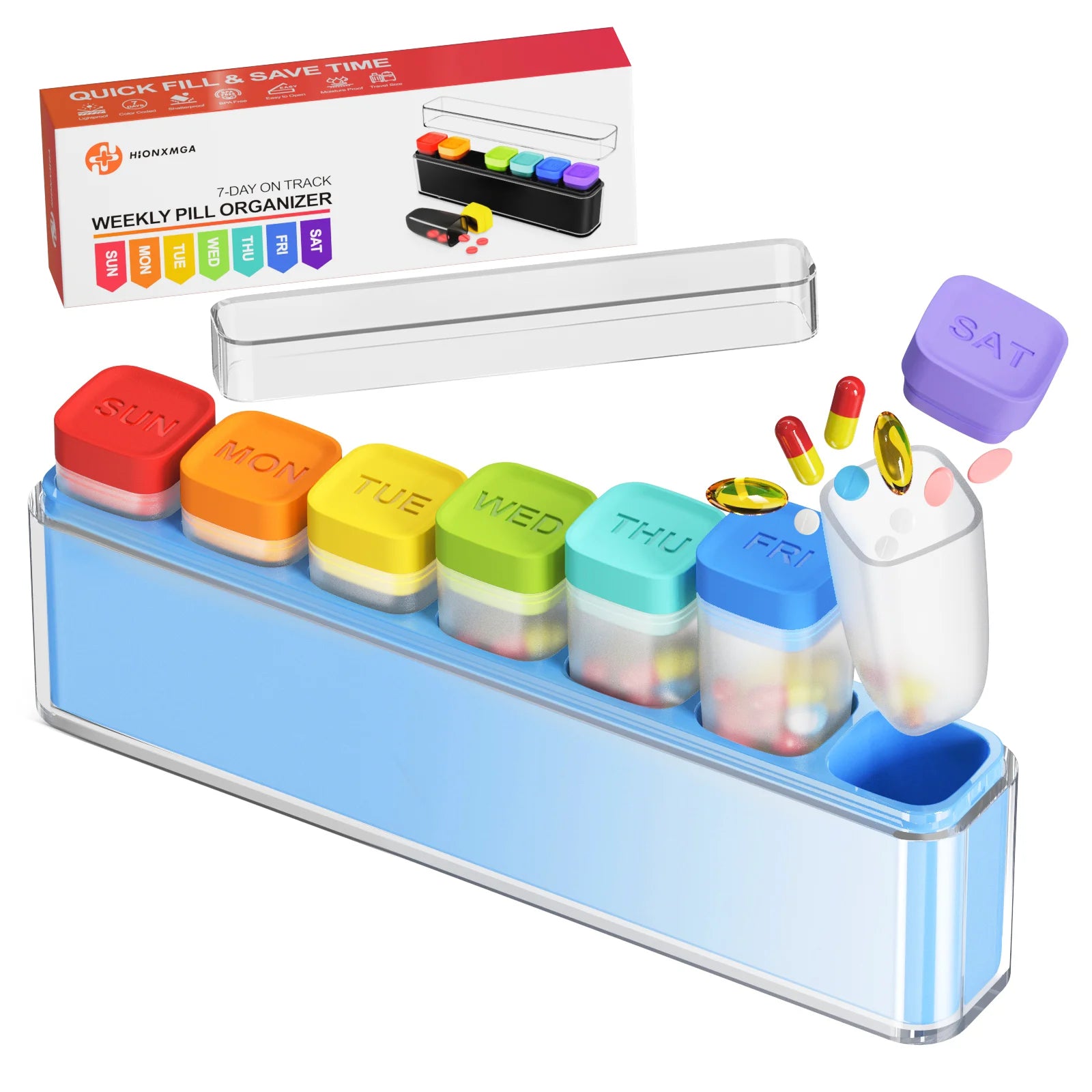 3日分・7日分ピルオーガナイザー｜トラベル用分割ケース｜ピルケース・錠剤分割ケース｜携帯用薬入れ｜独立グリッド｜防湿・防臭