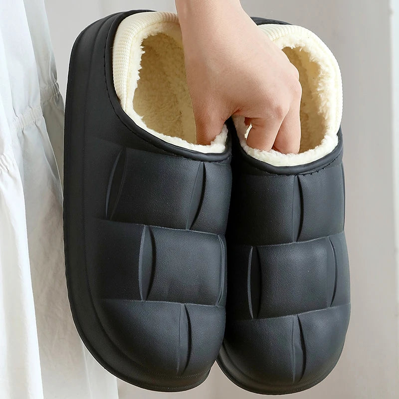 防水コットンスリッパ｜冬用・もこもこフェイクファー｜厚底＆滑り止め｜室内外OK・男女兼用