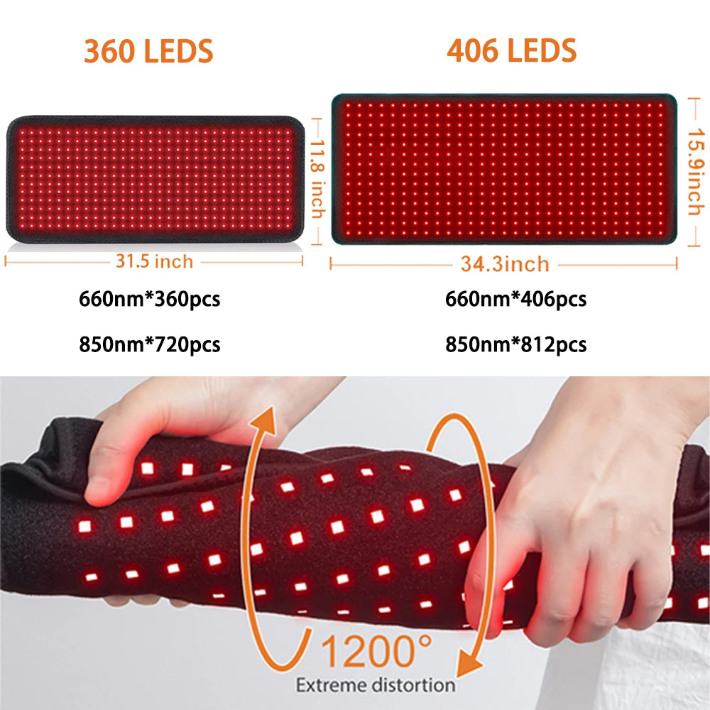 406LED 大型 レッドライト温熱マット｜660nm＋850nm 近赤外線 赤色光 腰・背中・肩 筋肉ケア リラックスマット