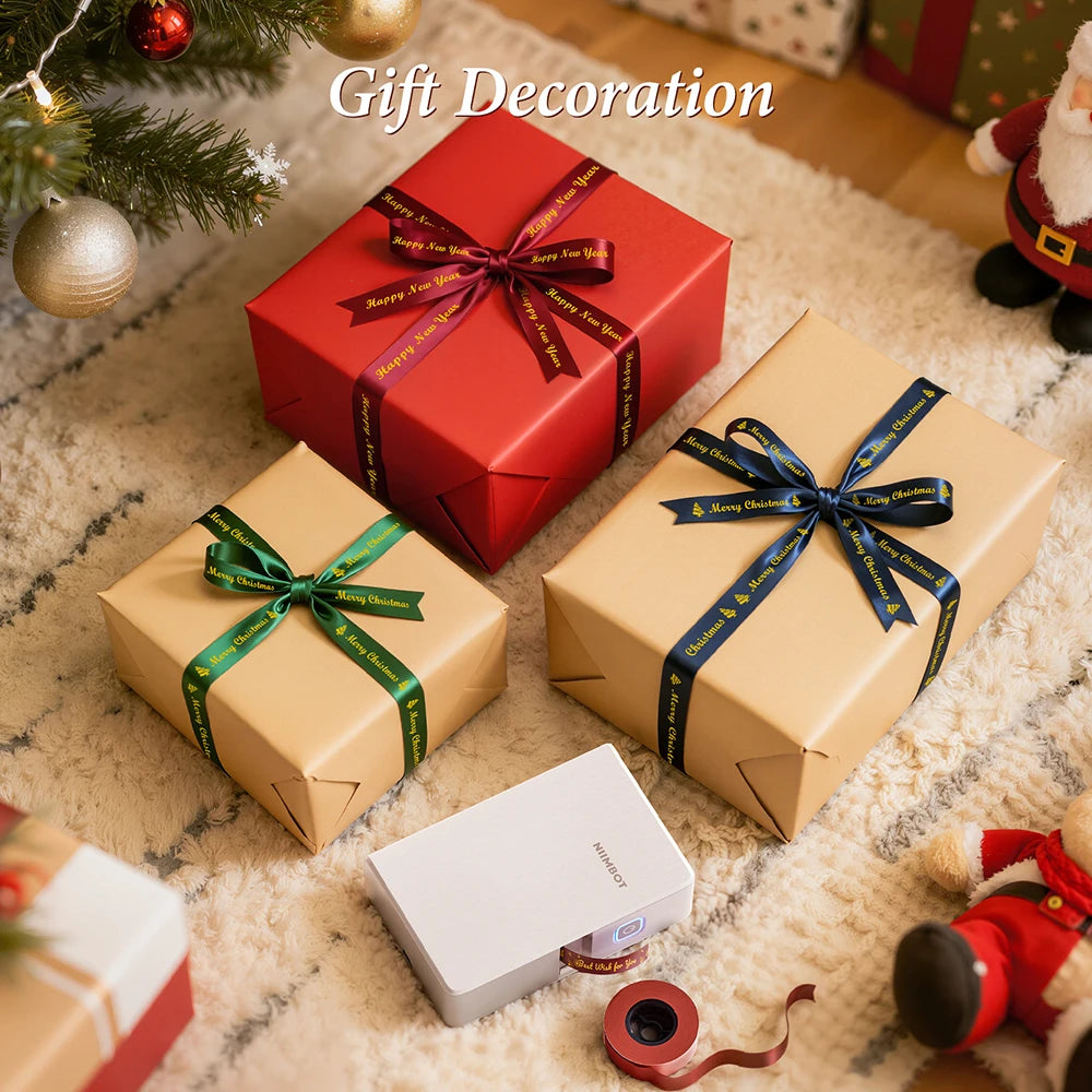 NIIMBOT N1 / B18対応 サテンリボンラベル＆専用カーボンリボン｜誕生日・結婚式・ギフト用 メッセージ印刷