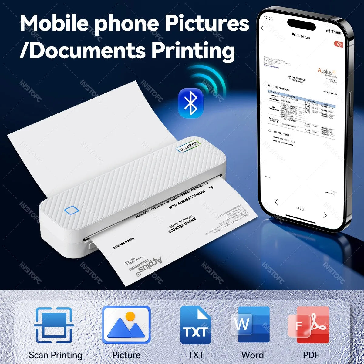 ポータブル A4対応 サーマルプリンター｜Bluetooth接続・インク不要・PDF/写真印刷 折りたたみ式