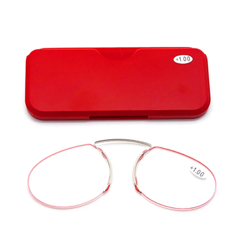 ノーズクリップ老眼鏡｜超軽量・カード型｜拡大レンズ｜フレームレス｜携帯用｜男女兼用