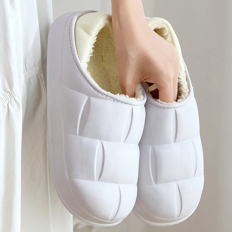 防水コットンスリッパ｜冬用・もこもこフェイクファー｜厚底＆滑り止め｜室内外OK・男女兼用